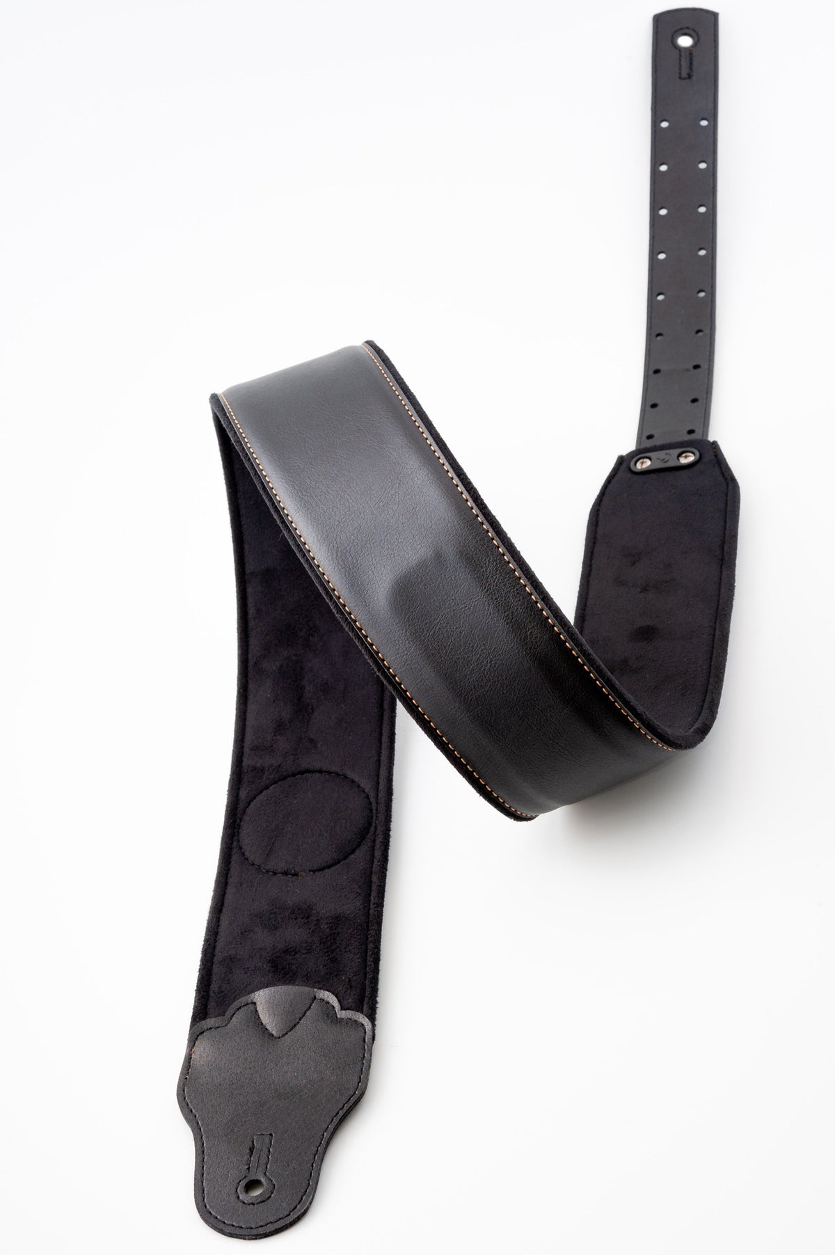 Courroie modèle TATOO PANTHER, extérieur synthétique, largeur 7 cm, longueur 98 à 153 cm, porte-médiators intégré, noir