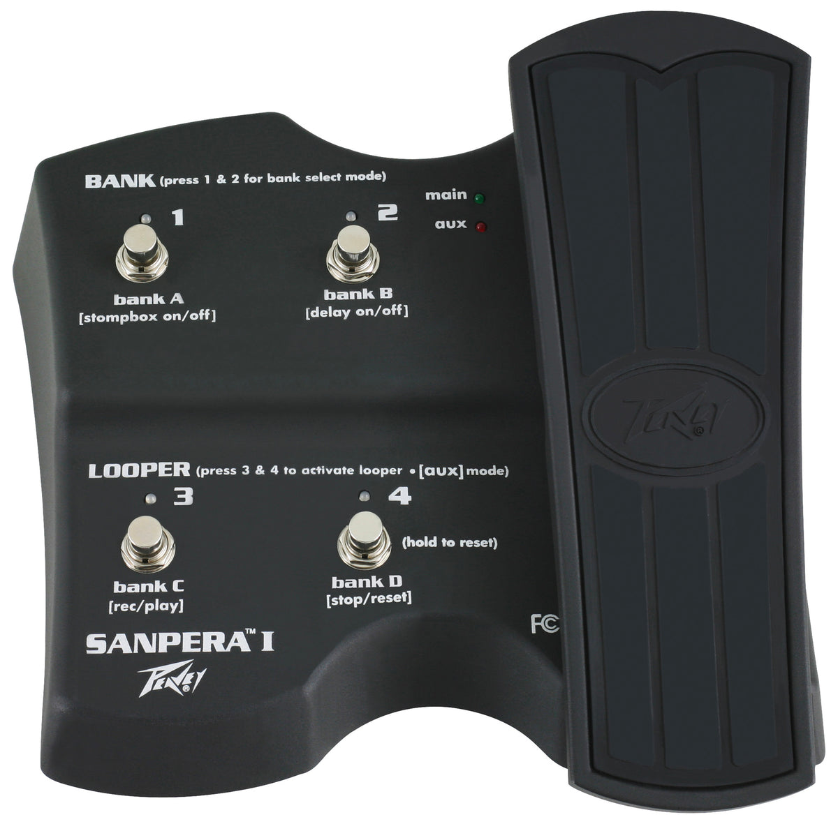 Pédalier de contrôle pour amplis VYPYR, pédale d'expression réglable et assignable, 4 boutons de sélection avec LED