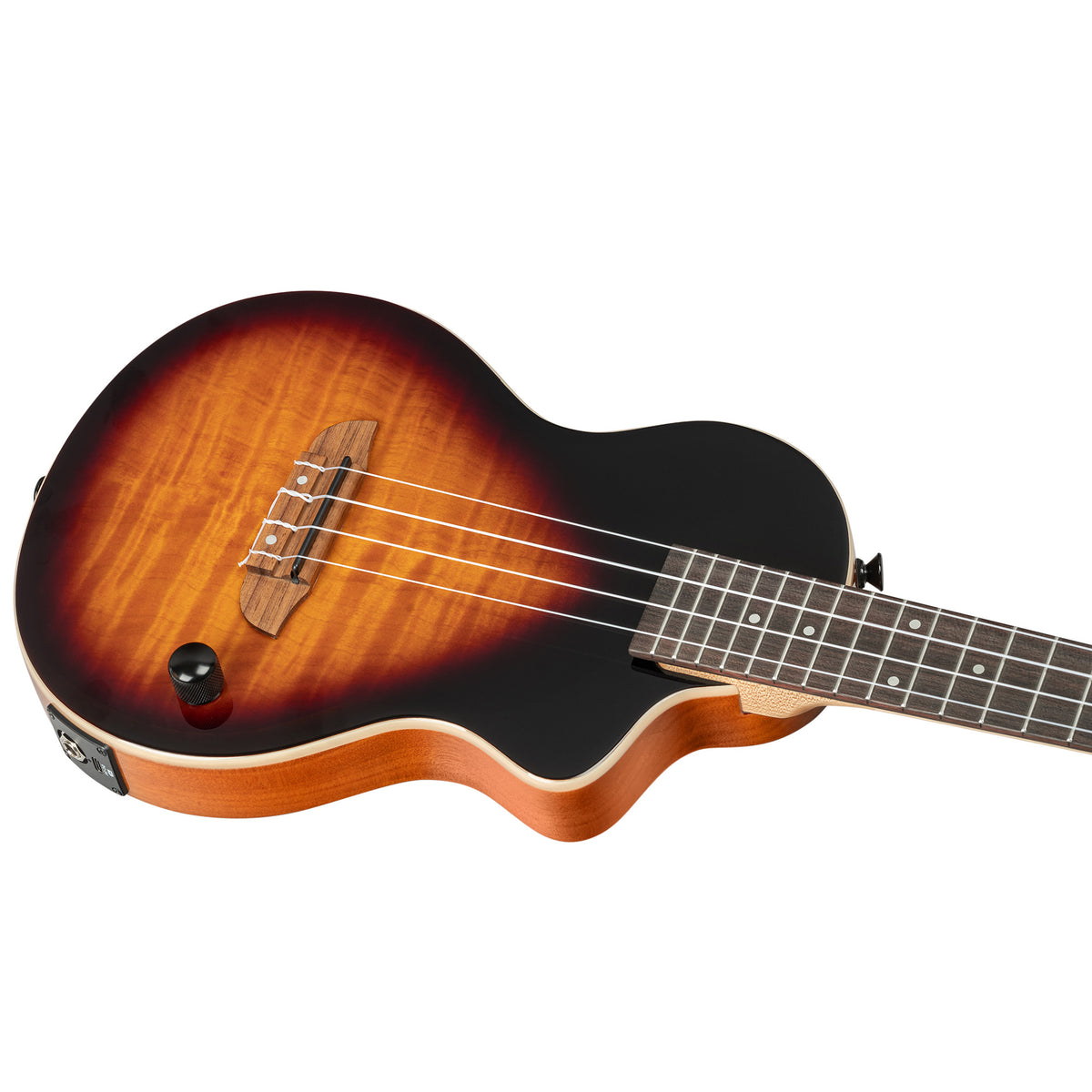 NEO-U-TGB, modèle Ténor, pan coupé, EQ MagusExpress, table érable flammé, corps okoumé, manche érable, housse, tobacco burst