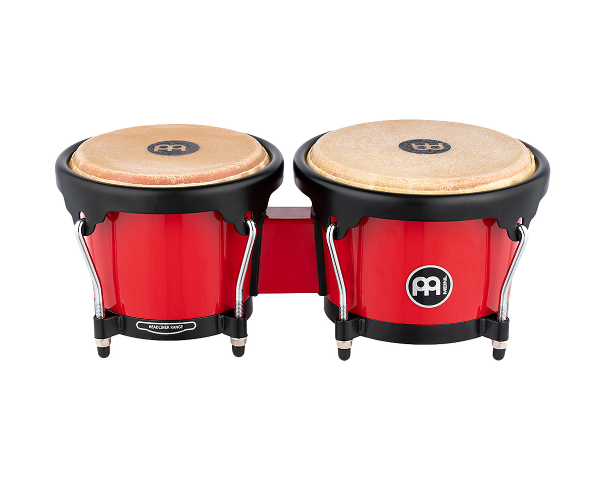 Paire bongos Journey 6" 1/2 & 7" 1/2, fûts ABS, peaux buffle sélectionnées, cercles arrondis, accastillage noir poudré, Rouge