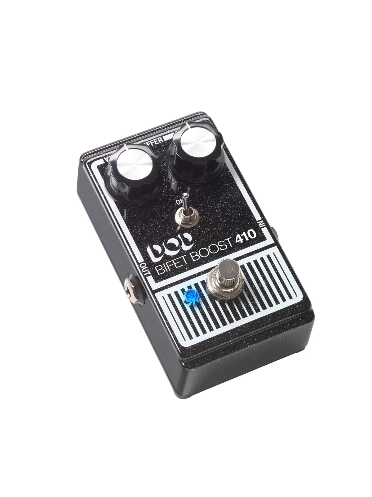 Pédale BIFET BOOST 410, boost basé sur le circuit original avec composants actualisés, True Bypass, switch Buffer On/Off, noir