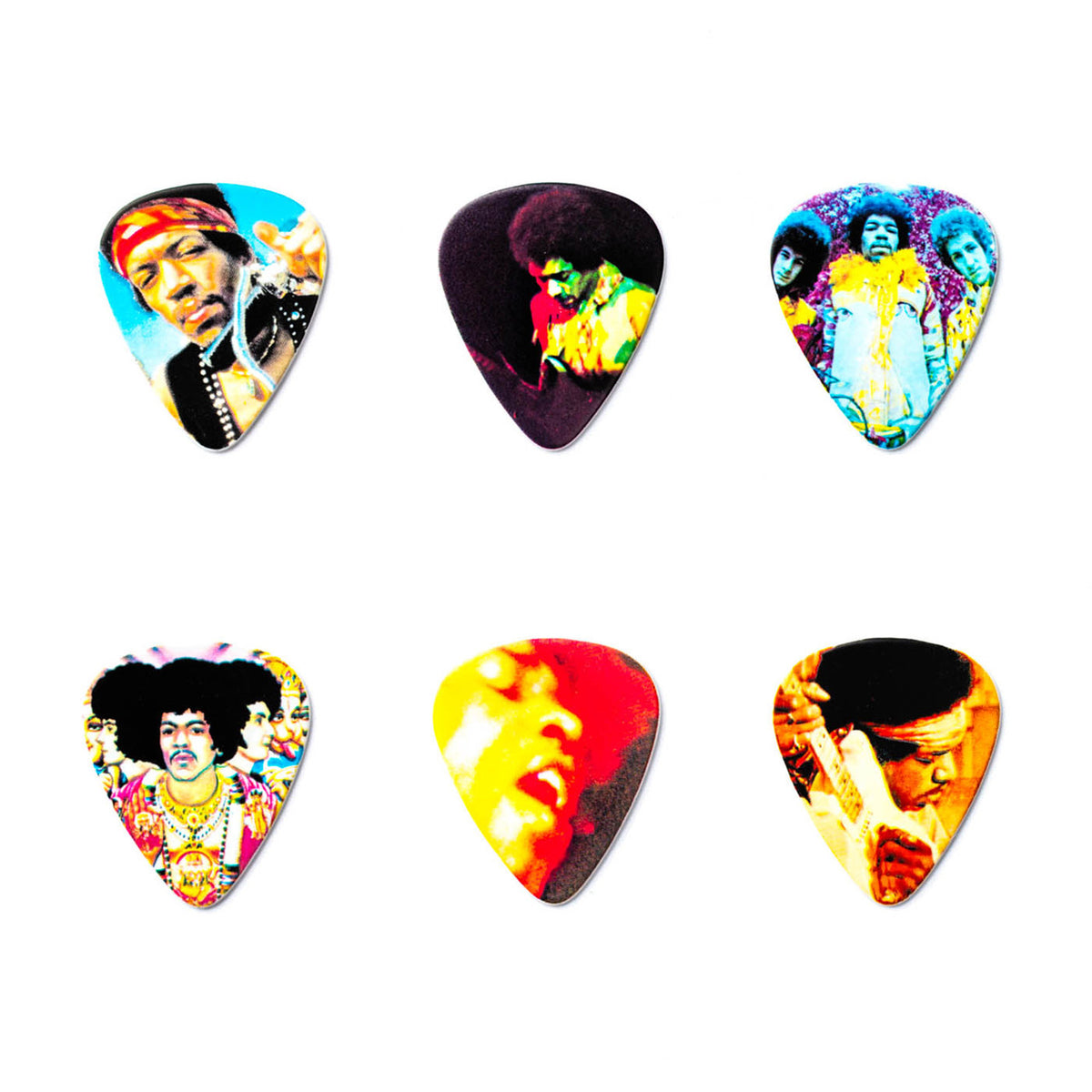 Boite de 12 médiators Jimi Hendrix Montage Heavy
