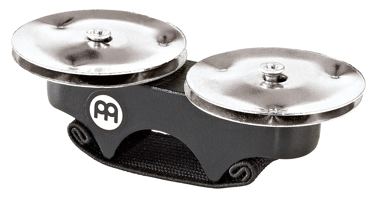 Finger Jingles, cymbalettes acier à glisser aux doigts, confortables, design ergonomique, noir