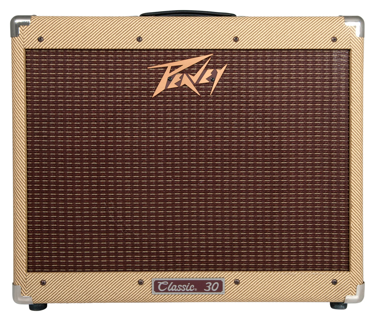 Ampli à lampes 30W, HP 1x 12", 2 canaux, EQ 3 bandes, fonction Boost,"Spring Reverb" intégrée, pédalier inclus, finition tweed